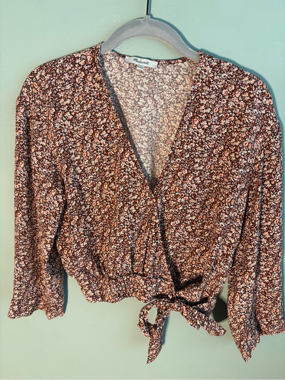 Madewell Cottage Garden Floral Tie-Front Wrap Blouse Top Women's XS